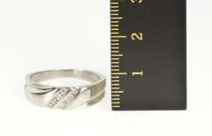Platinum Diamond Grooved Channel Inset Wedding Band Ring