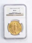 MS62 1908 $20.00 Saint-Gaudens Gold Double Eagle No Motto - Graded NGC