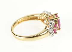 14K Yellow Gold 1.60 Ctw Oval Ruby Diamond Halo Engagement Ring