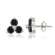 Sterling Silver Sapphire & Diamond Accent Three Stone Earrings