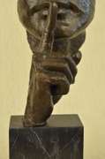 Man Hush Up Bronze Sculpture on Marble Base Figurine