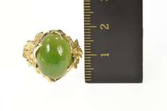 10K Yellow Gold 1960's Nephrite Flower Blossom Cocktail Ring