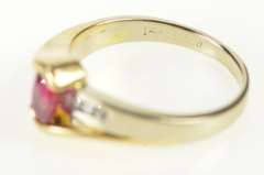 14K Yellow Gold Syn. Ruby Diamond Cluster Statement Cocktail Ring