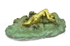 Nude Woman Candy Holder Dish Bronze Sculpture