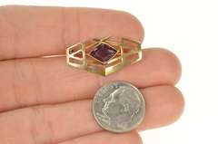 10K Yellow Gold Amethyst Inset Victorian Ornate Geometric Pin/Brooch