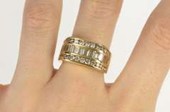 14K Yellow Gold 2.60 Ctw Tiered Row Diamond Inset Statement Ring