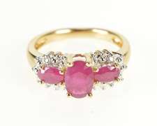 14K Yellow Gold 1.60 Ctw Oval Ruby Diamond Halo Engagement Ring