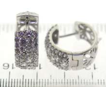 Sterling silver Pave Crystal Huggie Hoop