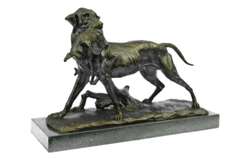Gun Dog Retriever Rabbit Trophy Bronze Statue