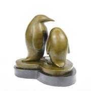 Penguin Trio Bronze Sculpture Figurine Abstract