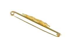 9K Yellow Gold Greyhound Racing Dog Breed Ornate Bar Pin/Brooch
