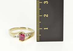 14K Yellow Gold Syn. Ruby Diamond Cluster Statement Cocktail Ring
