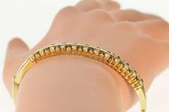 14K Yellow Gold 1.76 Ctw Diamond Sapphire Inset Oval Bangle Bracelet