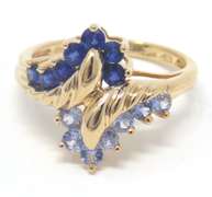 Fabulous Sapphire and Blue Topaz Bypass Ring