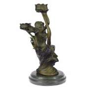 Art Nouveau Lady Candelabra Bronze Sculpture