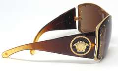 Versace Brown Shield and Gold Sunglasses