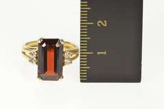 14K Yellow Gold Emerald Cut Garnet Diamond Accent Cocktail Ring