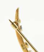 14K Yellow Gold Victorian Seed Pearl Syn. Sapphire Moon Pin/Brooch