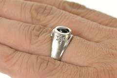 10K White Gold Black Star Sapphire Diamond Accent Men's Ring