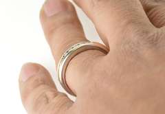 14K White Gold 0.15 Ctw Two Tone Diamond Men's Wedding Band Ring