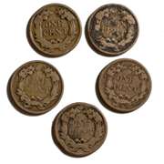 2 1857 & 3 1858 Flying Eagle Cents