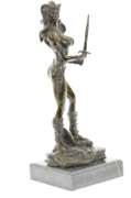 Sexy Amazonian Female Warrior Bronze Sculpture Figurine