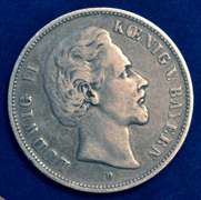 1876 D Rare German State Of Bayern Funf Mark