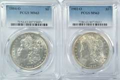 PCGS MS63 1884-O & 1902-O Morgan Silver Dollars