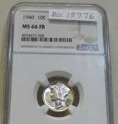 1940 Mercury Dime Unc  NGC MS-66-FB