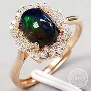 Ethiopian Black Opal Sterling 925 Sterling Silver Ring Adjustable Ring
