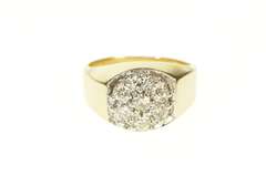 14K Yellow Gold 0.89 Ctw Diamond Men's 1960's Retro Statement Ring