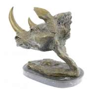 Rhino with Horn Bronze Sculpture