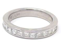 Elegant White Gold Princess Cut Channel Set Band
