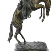 A Cowboy on Horse Woolly Chaps Bronze Sculpture