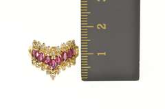 14K Yellow Gold 0.82 Ctw Marquise Diamond Chevron Band Ring