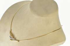14K Yellow Gold Two Tone Diamond Wavy Channel Herringbone Necklace