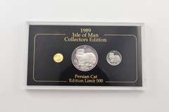 (3) 1989 Isle Of Man Crown 1/25 Oz Gold, 1/5 Oz Platinum, 1 Oz Silver