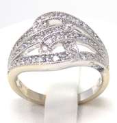 Powerful White Gold Milgrain Diamond Swirl Ring