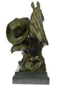 Western Art Old West Cowboy with Horse Bronze Sculpture