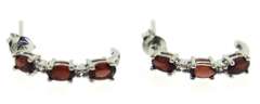 Sterling Silver Red Garnet Half hoop Earrings