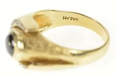 14K Yellow Gold Retro Black Star Sapphire Diamond Statement Ring