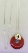 Sterling Silver Agate Pendant With Lomg Chain