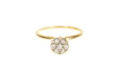 10K Yellow Gold Classic Diamond Round Cluster Promise Ring