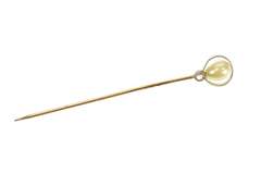 14K Yellow Gold Victorian Pearl Rose Cut Diamond Stick Pin