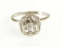 14K White Gold 0.25 Ct Diamond Solitaire Knot Engagement Ring