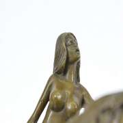 Nude Female with Angel of Death Bronze Sculpture