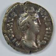 Scarce early Roman Silver Denarius of Faustina I, 141AD