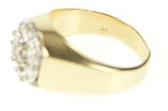 14K Yellow Gold 0.89 Ctw Diamond Men's 1960's Retro Statement Ring