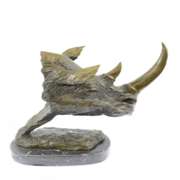 Rhino with Horn Bronze Sculpture