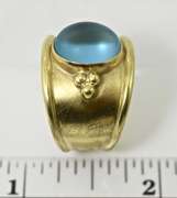 High-Fashion 18K Cabachon Blue Topaz Ring